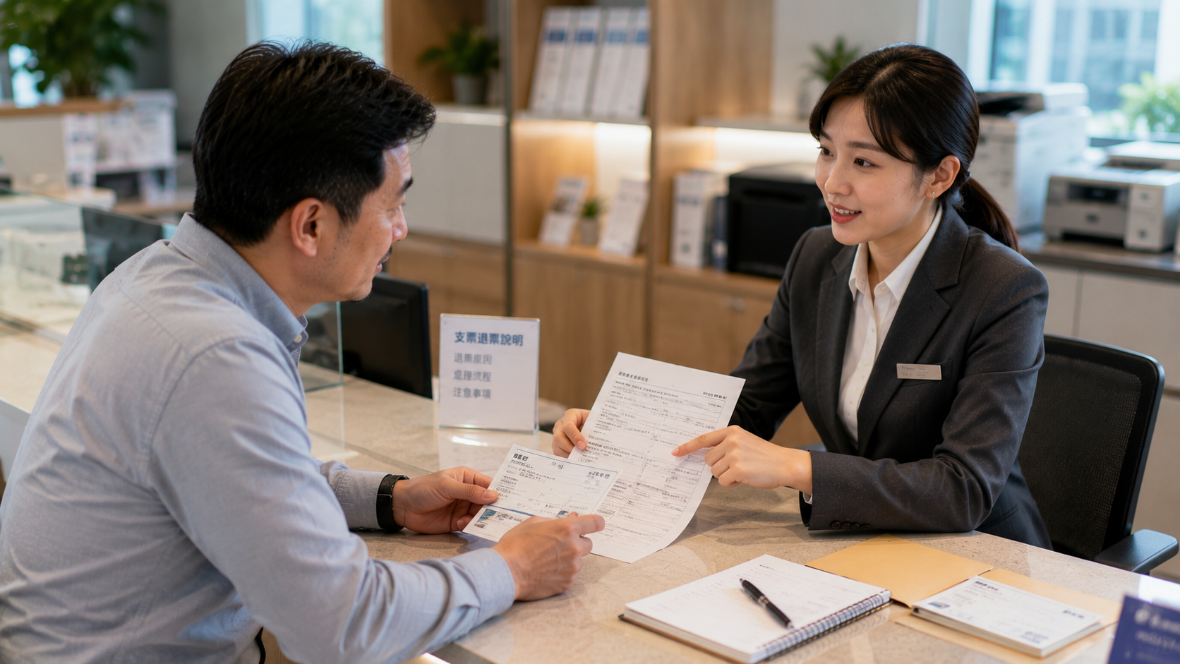 企業主向銀行了解支票退票原因及跳票處理流程。