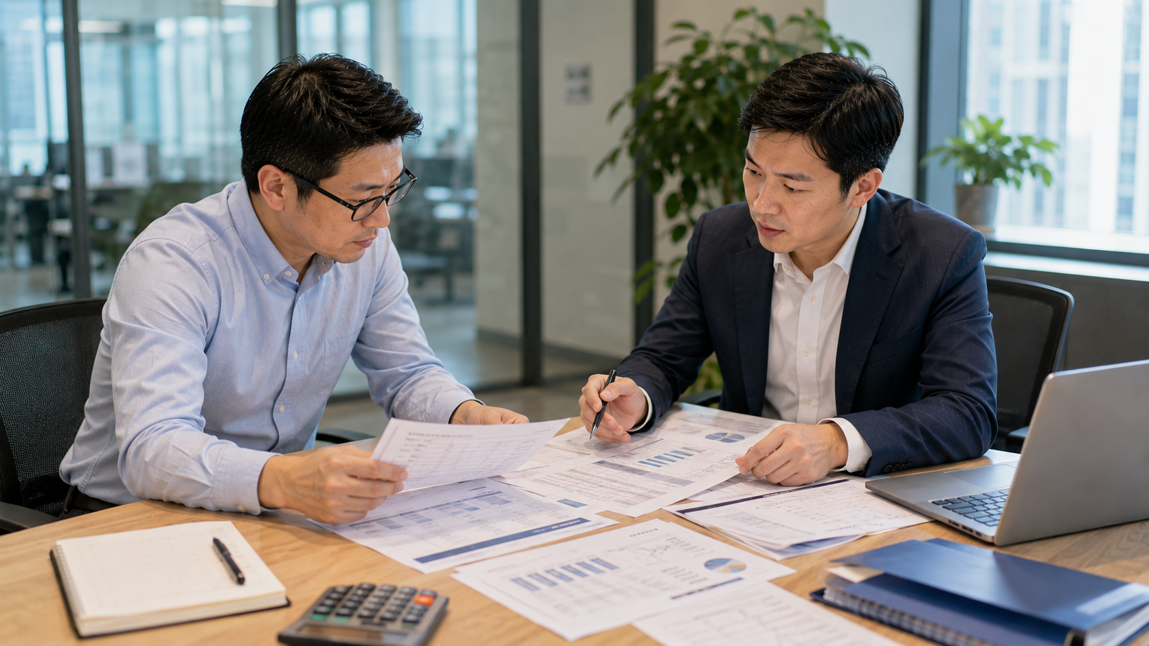 企業主與專業顧問討論公司票貼及企業融資方案