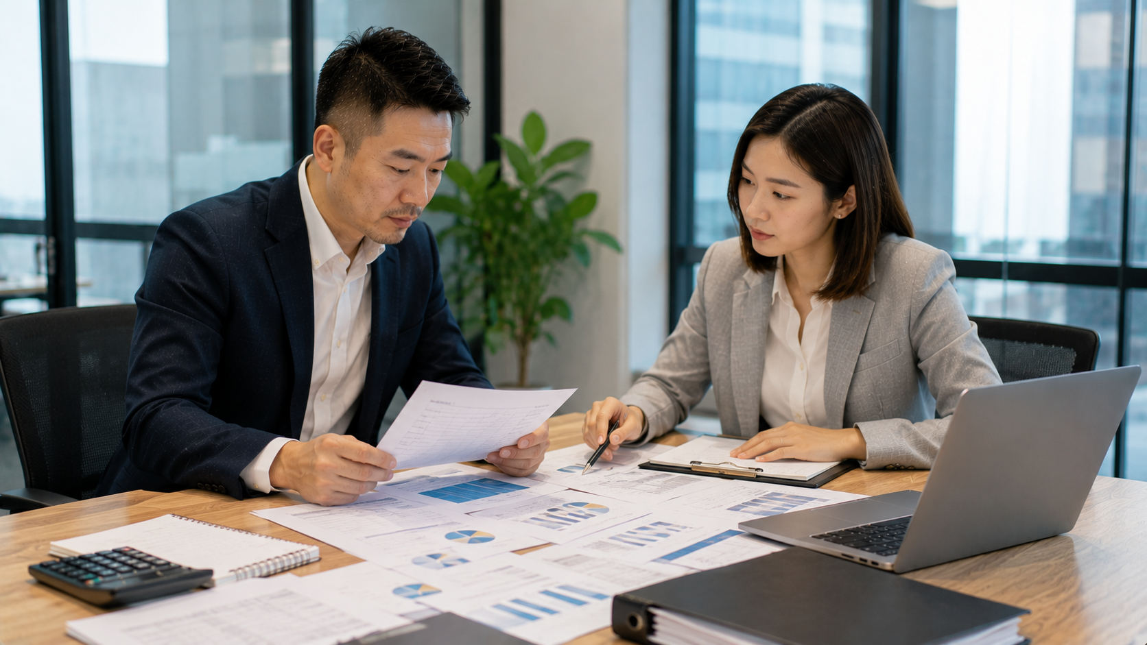 企業主與融資顧問討論應收帳款融資及營運資金規劃