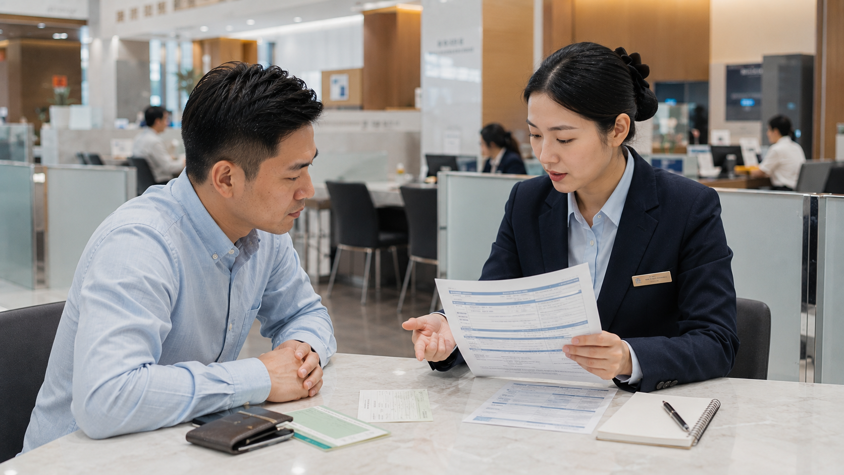 銀行專員向民眾說明支票直接兌現與跨行代收存入帳戶的差異