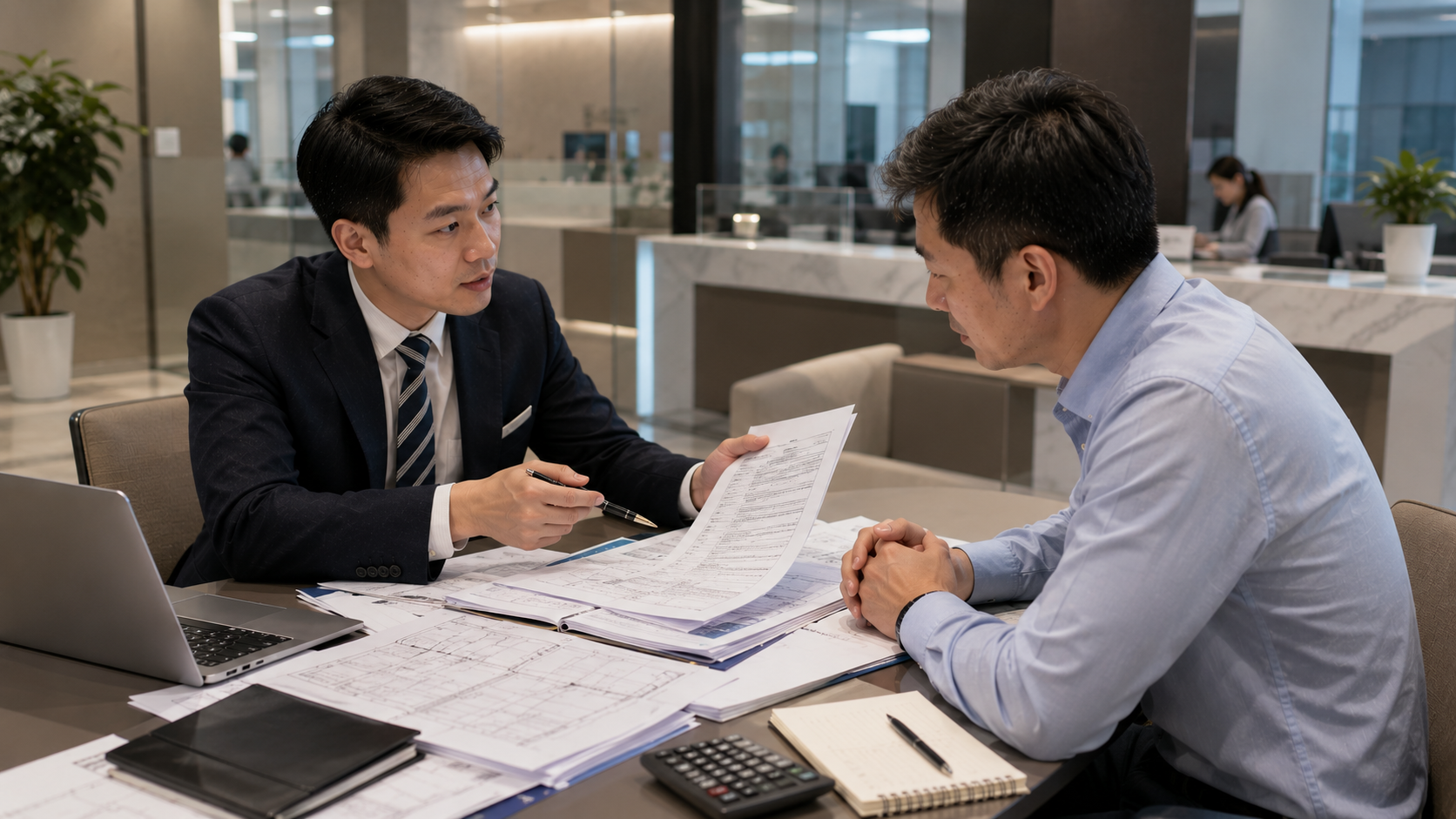 企業向銀行辦理工程履約保證申請與確認保證文件流程情境