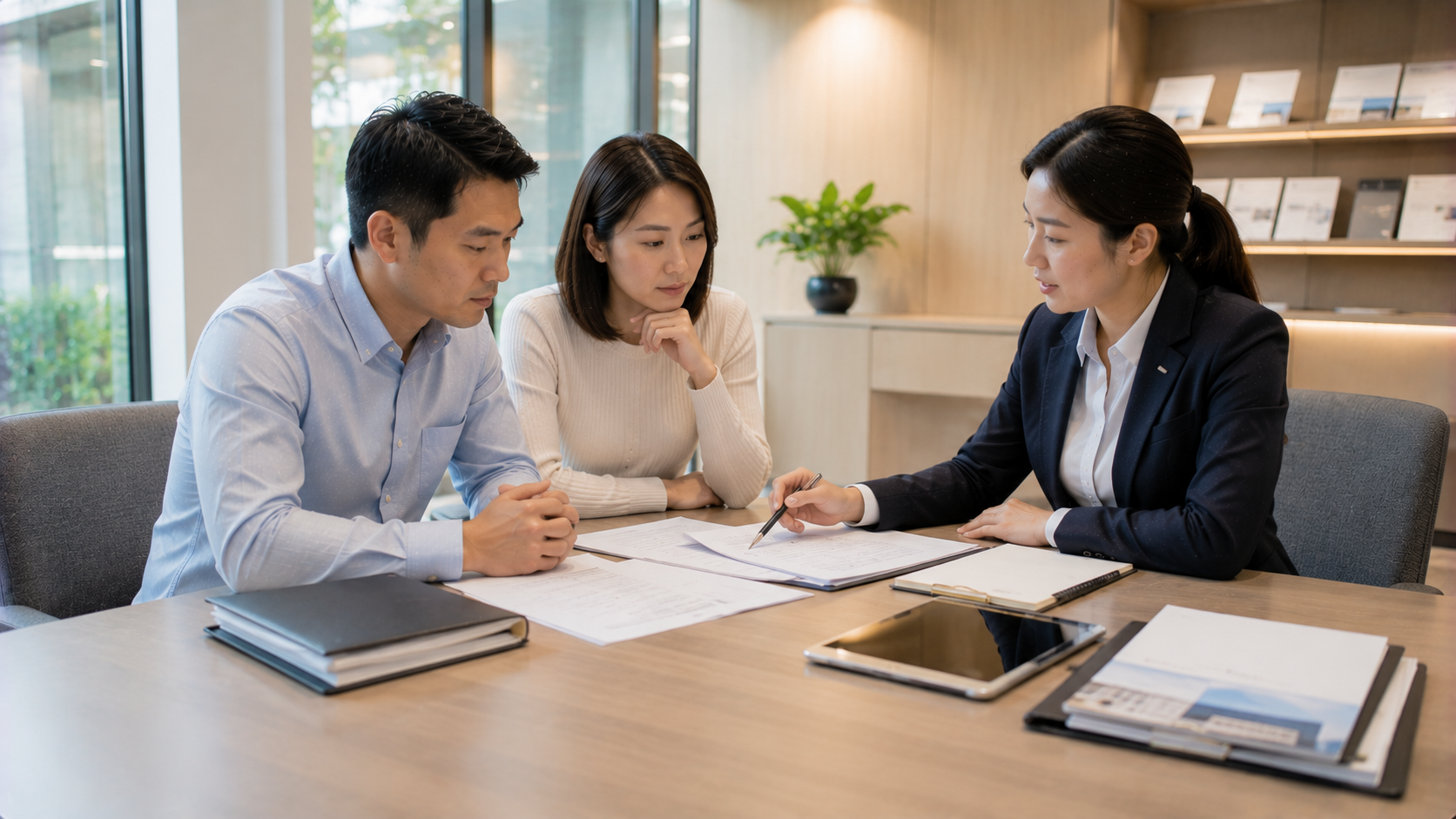 銀行專員向民眾說明保證契約內容與保人責任，協助了解貸款擔保風險。