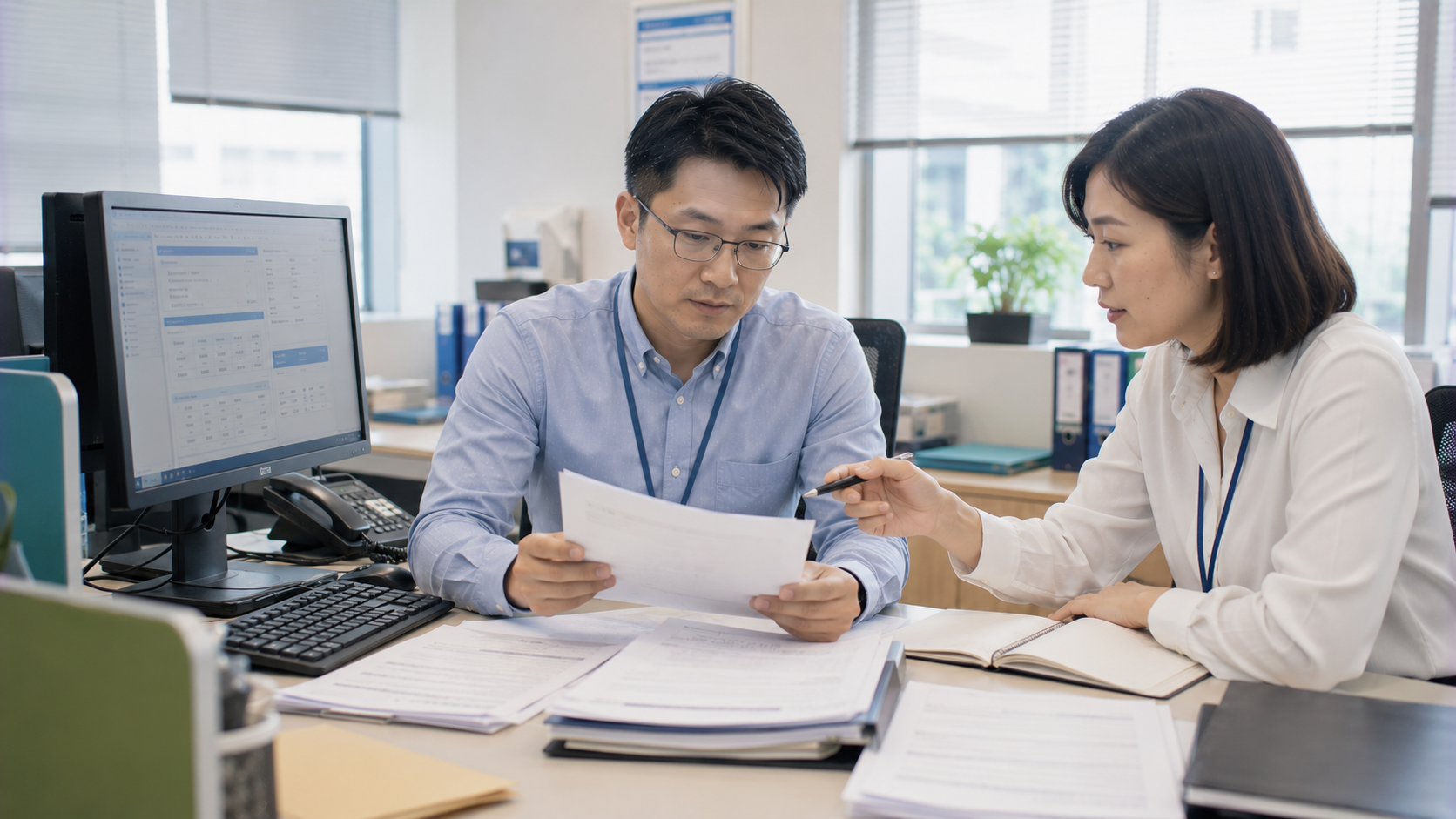 銀行授信人員檢視逾期放款資料並進行呆帳管理與風險評估流程