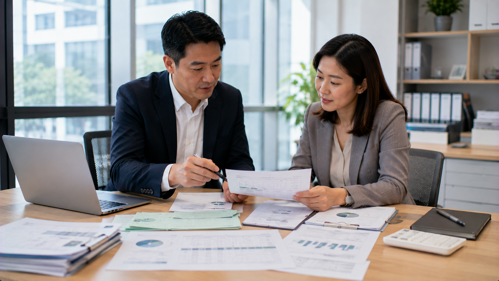 企業主管與財務人員檢視票據資料並規劃營運資金，降低退票風險。