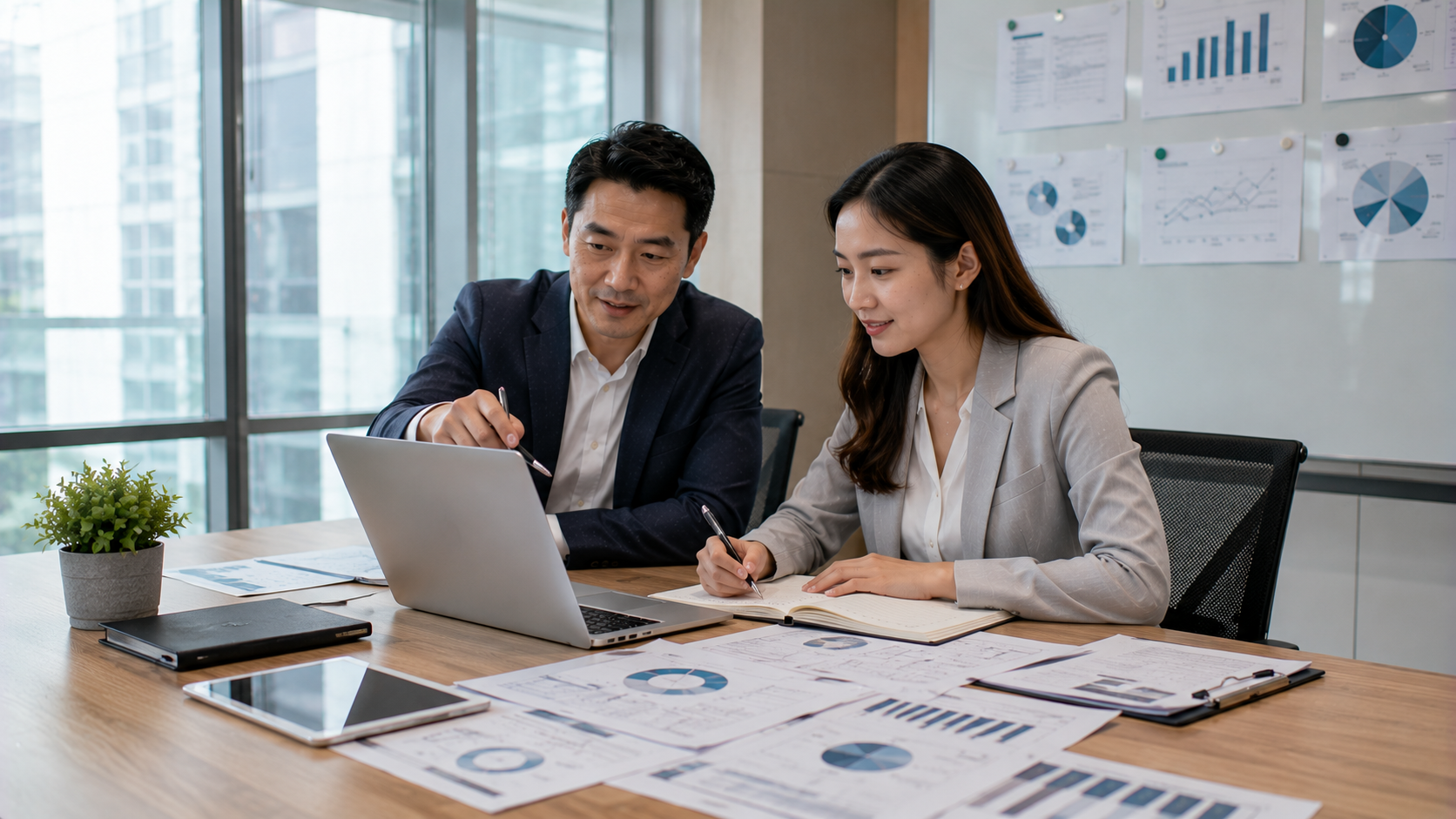 企業經營者透過線上課程學習財務管理並討論資金規劃