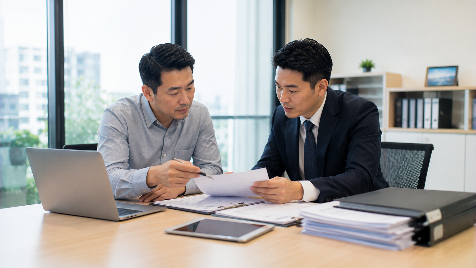 企業負責人與專業人員共同確認政府採購文件中的押標金、履約保證金與契約條件
