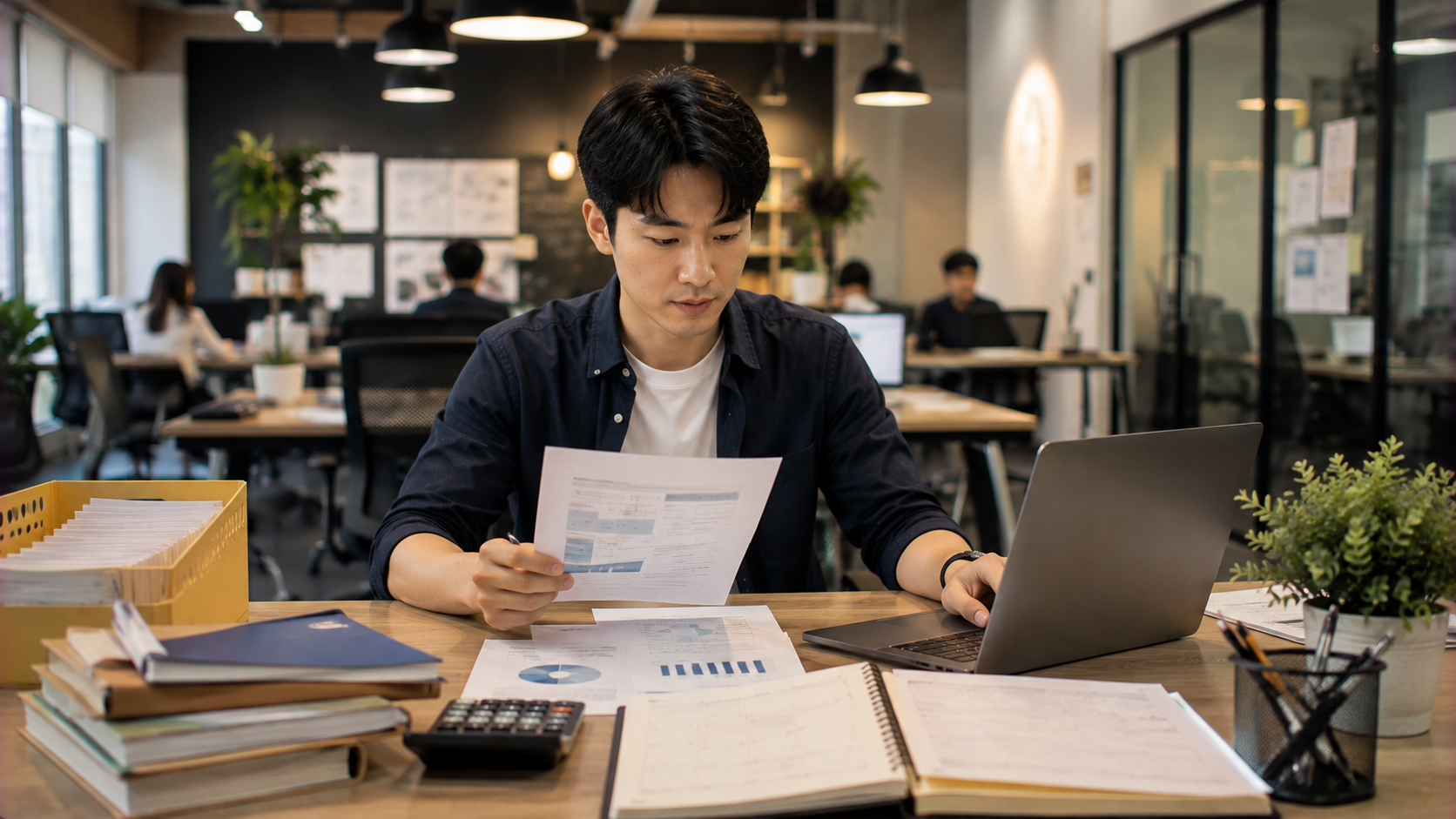 創業者整理創業補助金申請計畫與營運資金需求，評估公司初期資金配置