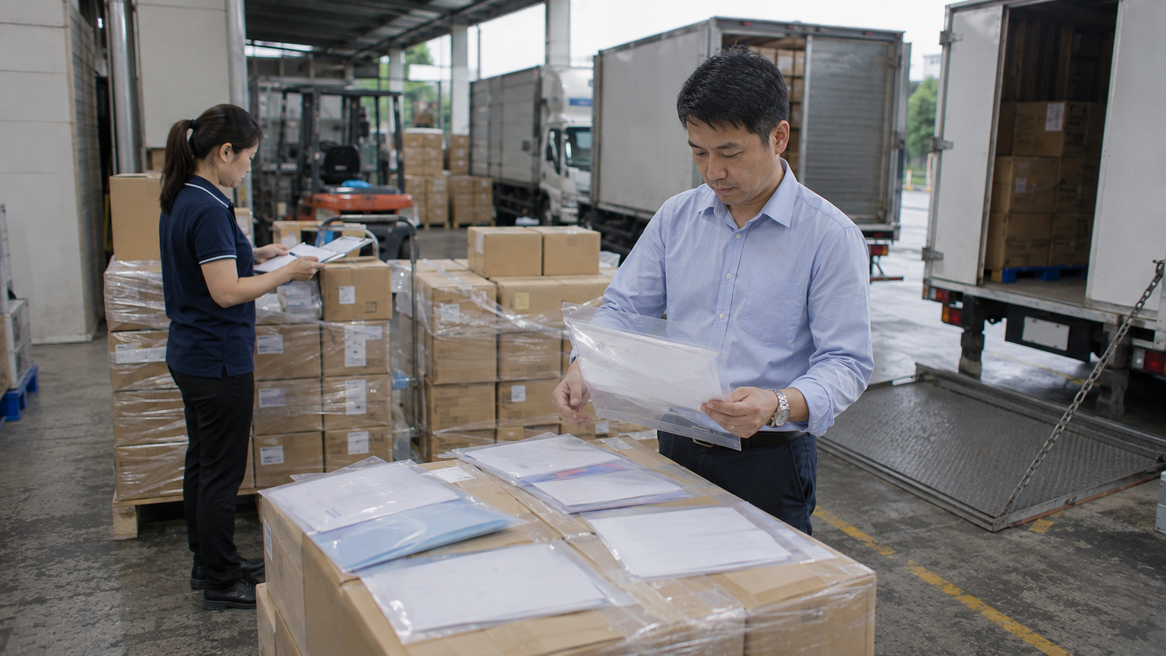 台灣批發企業財務人員整理退票支票、出貨文件與交易證據的情境