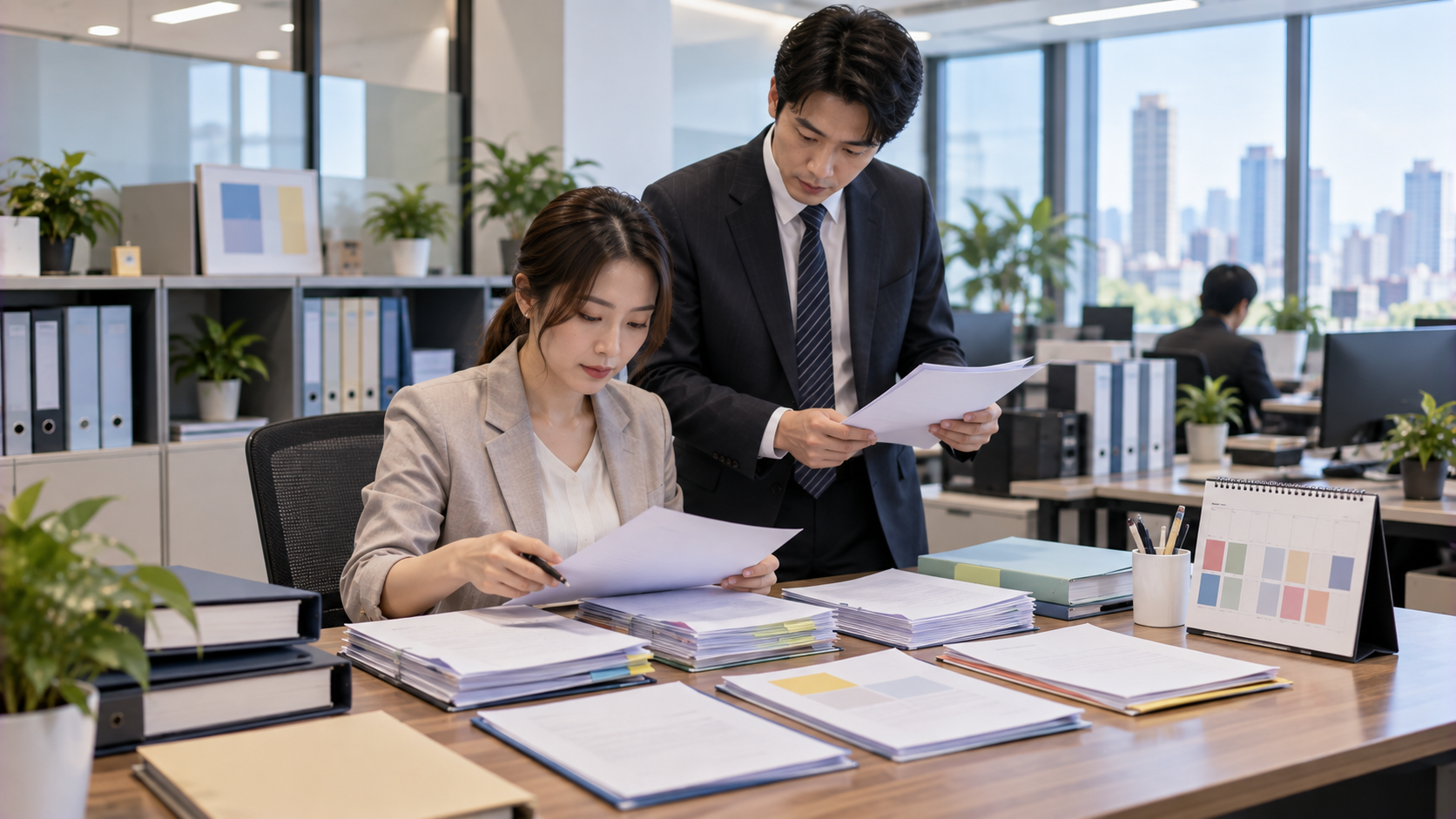 企業財務人員整理月結30天、月結60天與應收帳款付款週期的工作情境